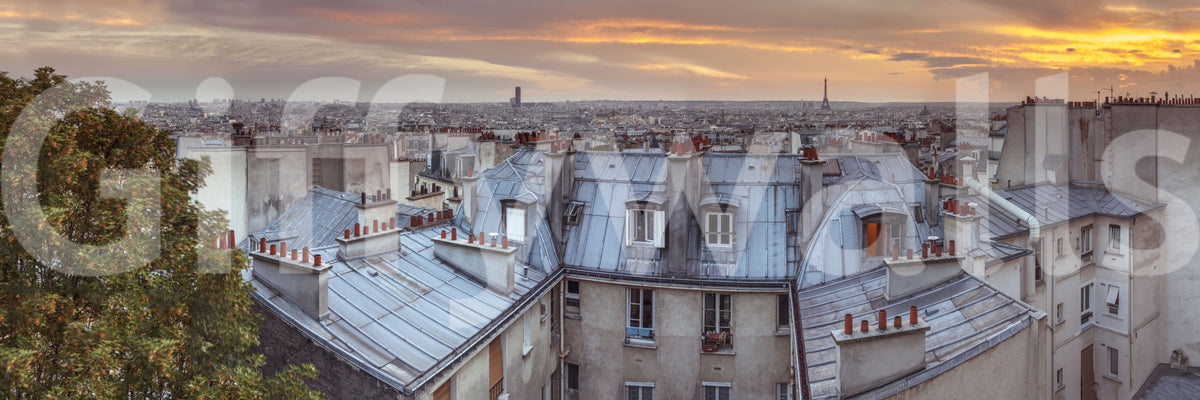 Wandgemälde „Twilight Over The Zinc Roofs of Paris“