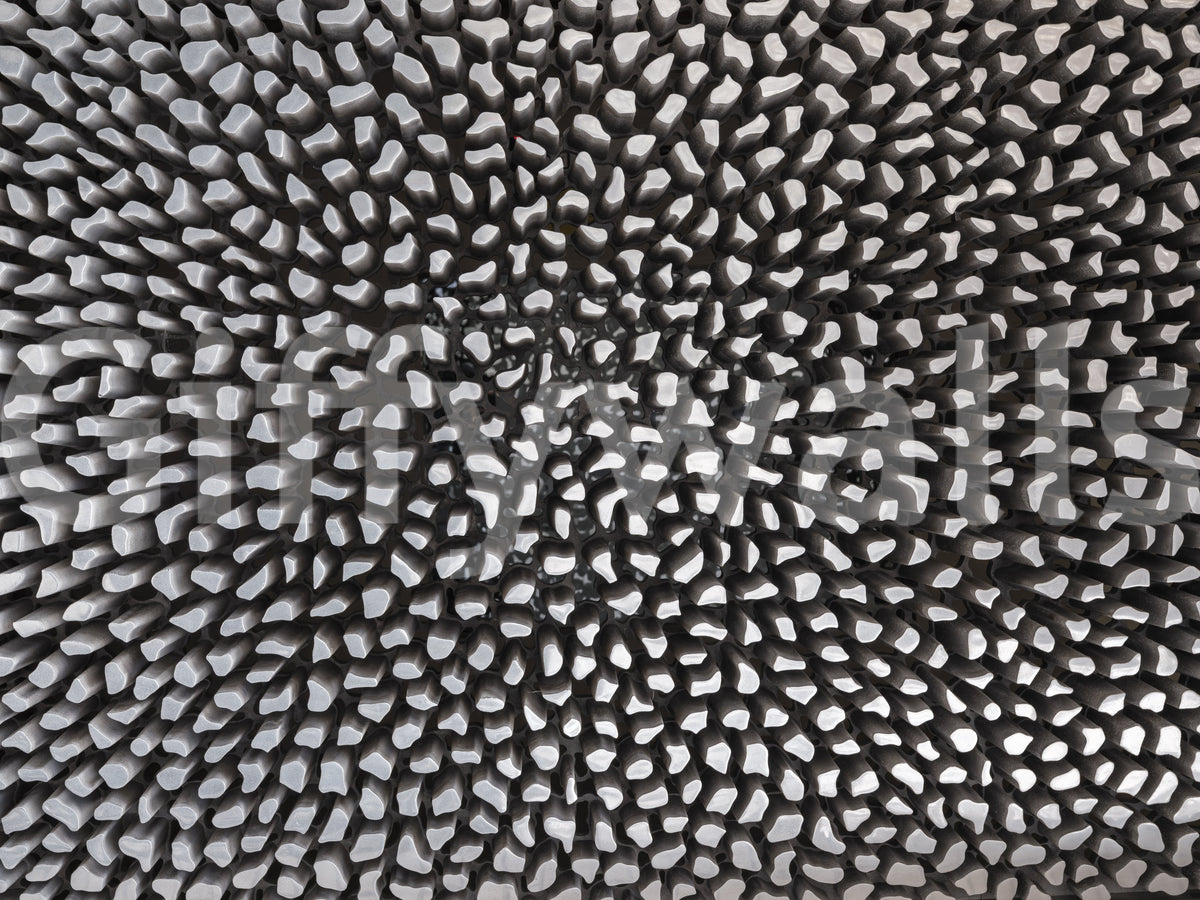 Papier peint panoramique à motif sculptural gris en relief