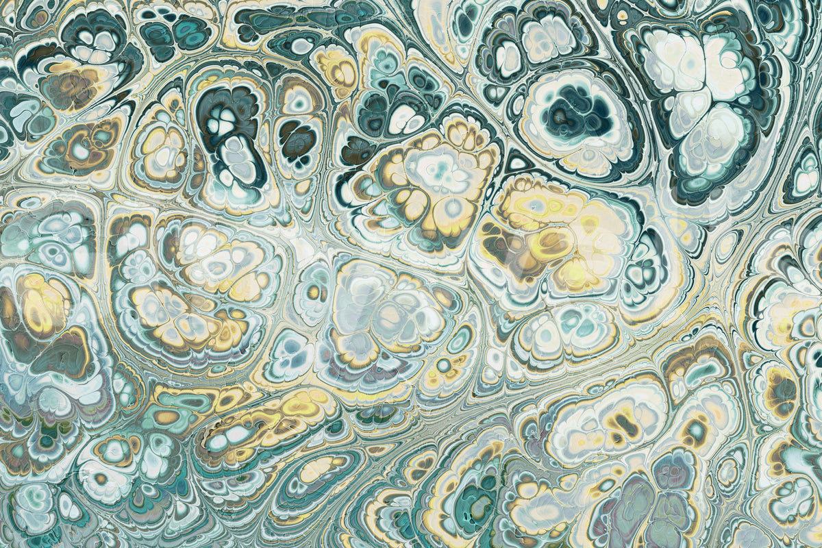 Motif abstrait fluide effet marbre turquoise et doré