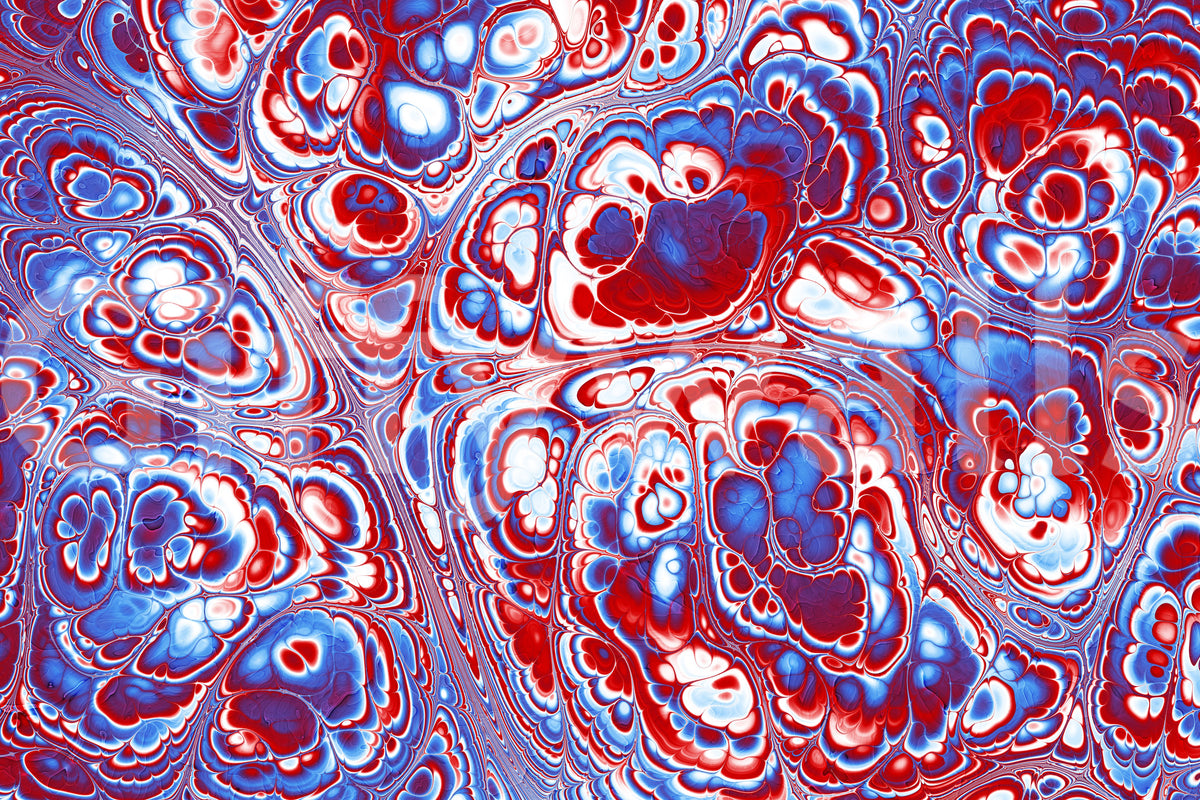Flux d’énergie abstrait en marbre rouge et bleu