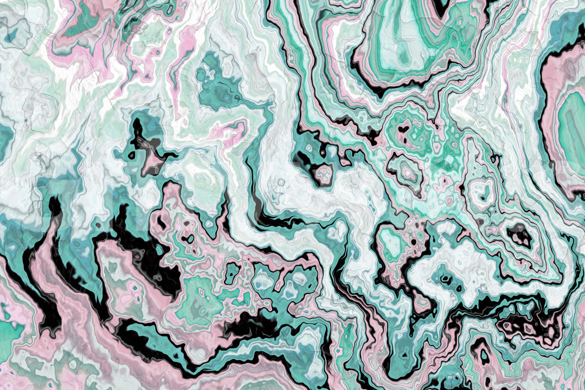 Mural de pared abstracto con remolinos de mármol en tonos pastel
