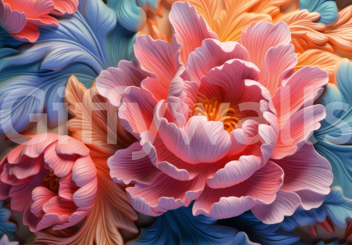 Wandbild „Blush Peony Sculptural Flow“