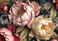 Papier peint panoramique botanique de jardin de pivoines rose poudré et crème