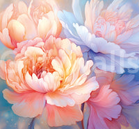 Verträumtes Wandbild mit einer Pfingstrosenblüten-Illustration