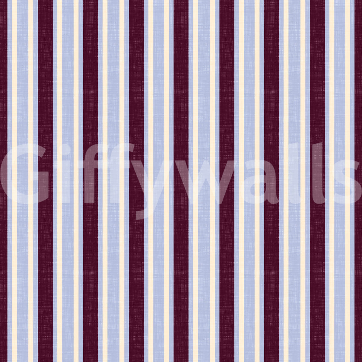 Papier peint à rayures verticales effet lin Ivy League - bordeaux, lilas et crème