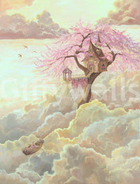 Wandbild „Ethereal Cloud Treehouse Sanctuary“