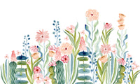 Wandbild „Botanischer Garten mit Aquarellblumenwiese“