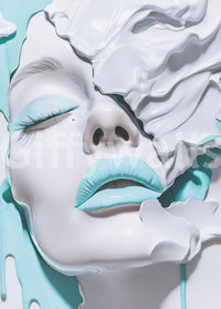 Turquoise Drip Aesthetic Girl Portrait Wall Mural
