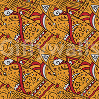 Papier peint à motifs géométriques ocres tribaux