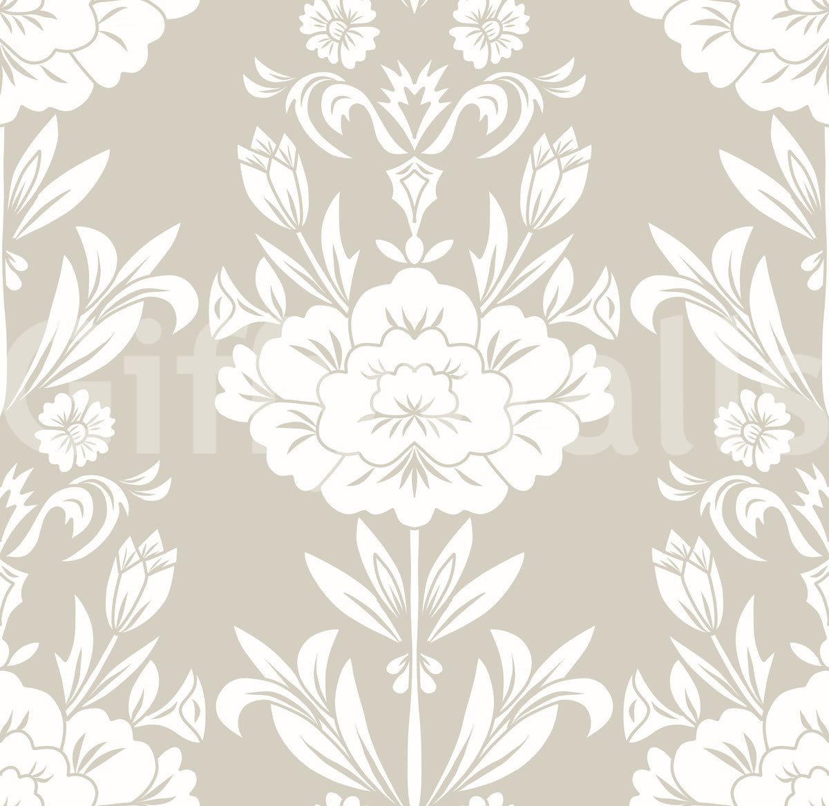 Papel de parede com motivo floral adamascado minimalista