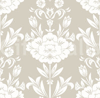 Papel de parede com motivo floral adamascado minimalista