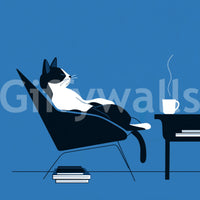 Minimalistisches Wandbild „Katzen-Kaffeepause“