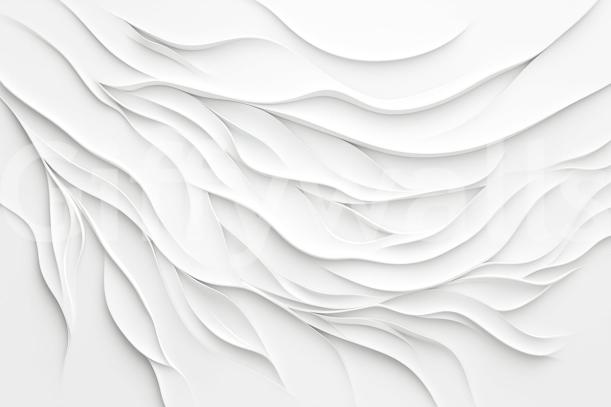 Minimalistisches Wandbild „Fließende weiße Wellen“
