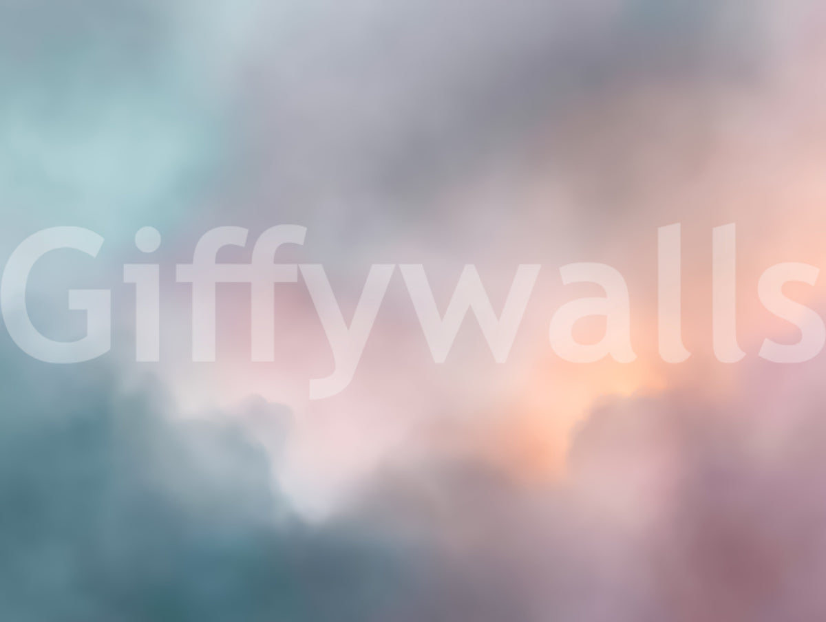 Ätherisches Wandbild einer pastellfarbenen Wolkenlandschaft