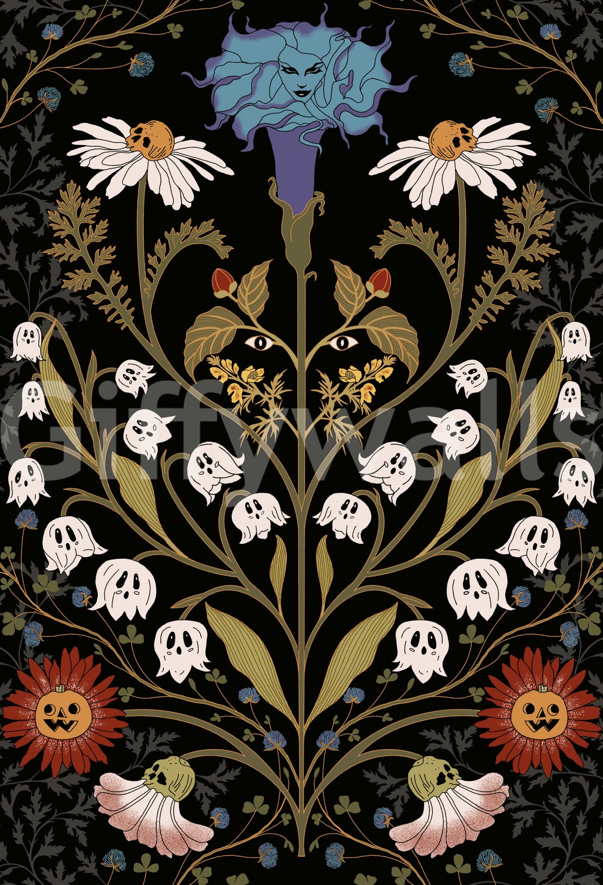 Papel tapiz Spectral Bloom and Ghostly Foliage