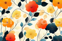 Papier peint panoramique artistique floral « Floraison automnale éclatante »