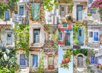 Murale da parete con collage di architettura europea costiera