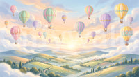 Panorama mural Ciels pastel et ballons flottants
