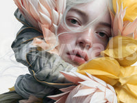 Fresque murale d’un portrait floral éthéré