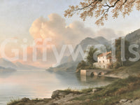 Italian Lake Villa Landscape Wall Mural