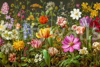 Botanische bloeiende muurschildering Midnight Meadow