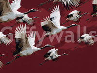 Papier peint mural Vol de grues cramoisi