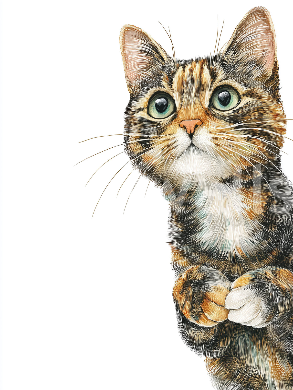 Wandbild „Neugierige Katze – Illustration“