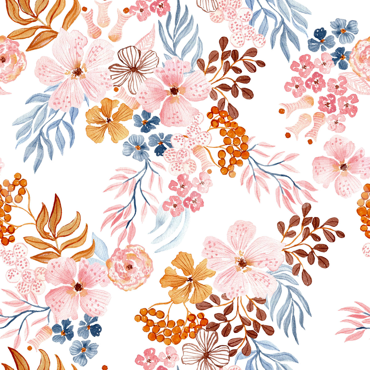 Verspielte Blush- und Kupfer-Blumentapete