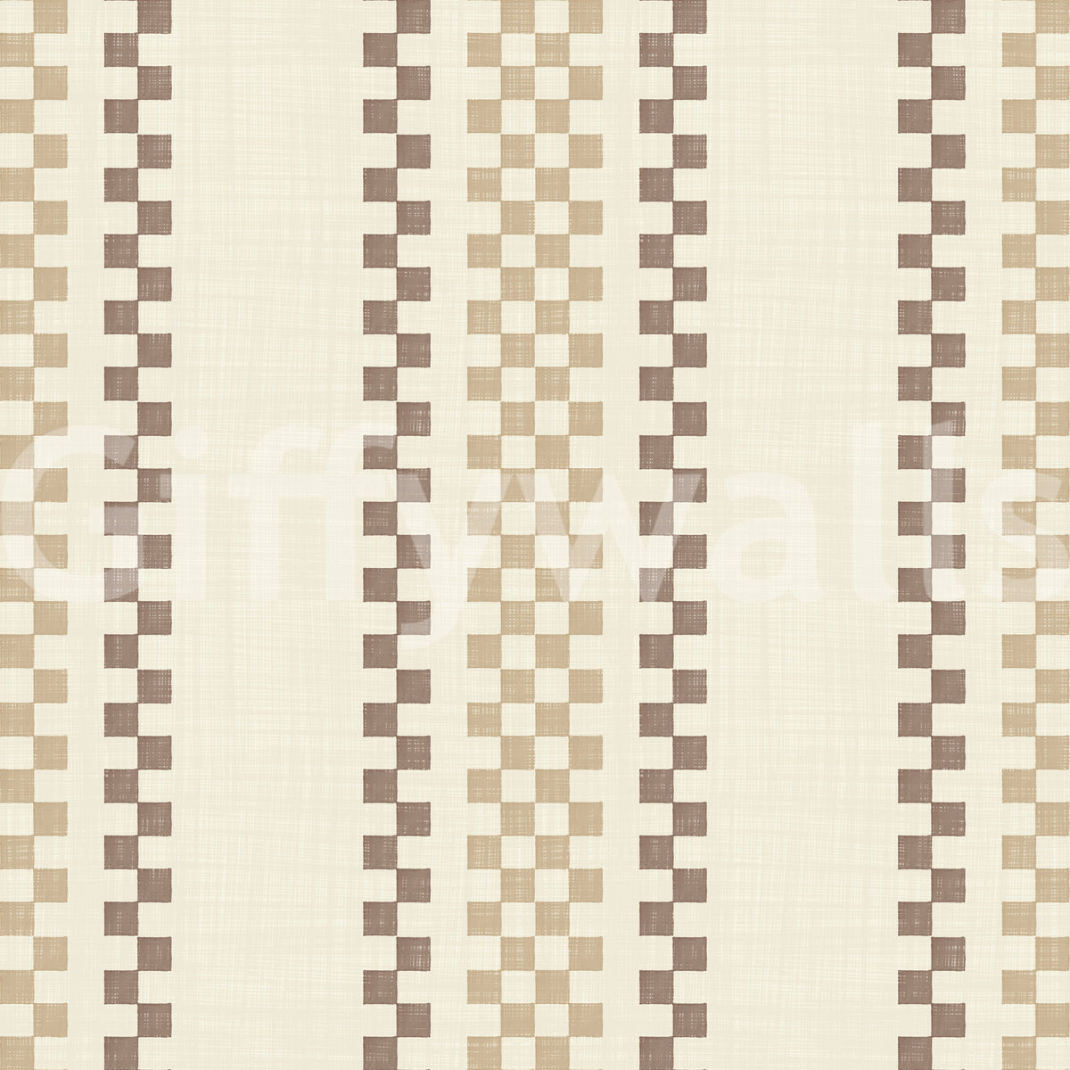 Ticking Checker-striber - beige og chokolade-tapet