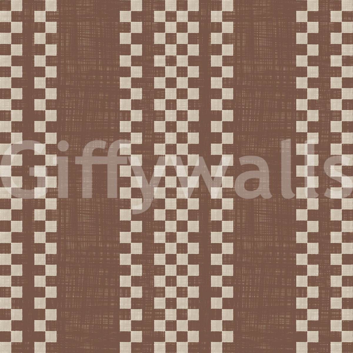Ticking Checker Stripes - Chocolate Canvas Wallpaper⁠