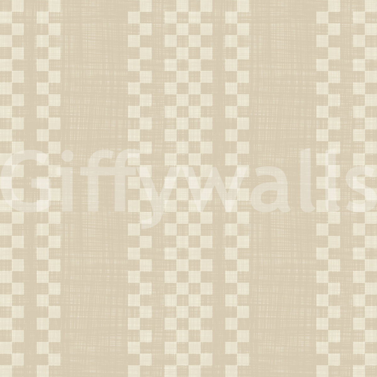 Ticking Checker Stripes - Cream Canvas Wallpaper⁠