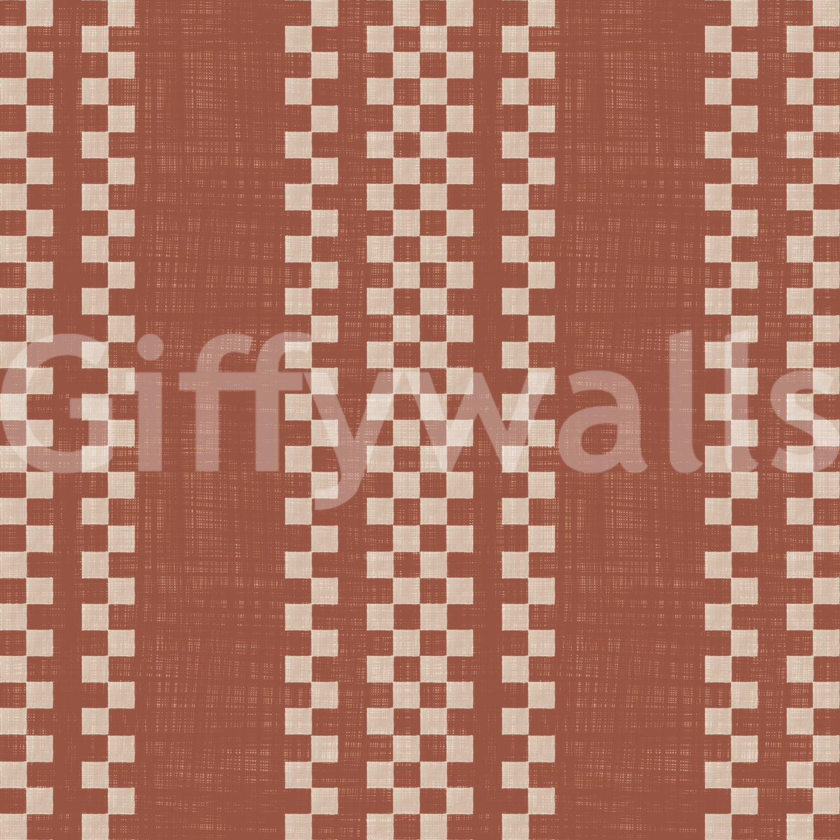 Tapeta ścienna płócienna Ticking Checker Stripes - terakota