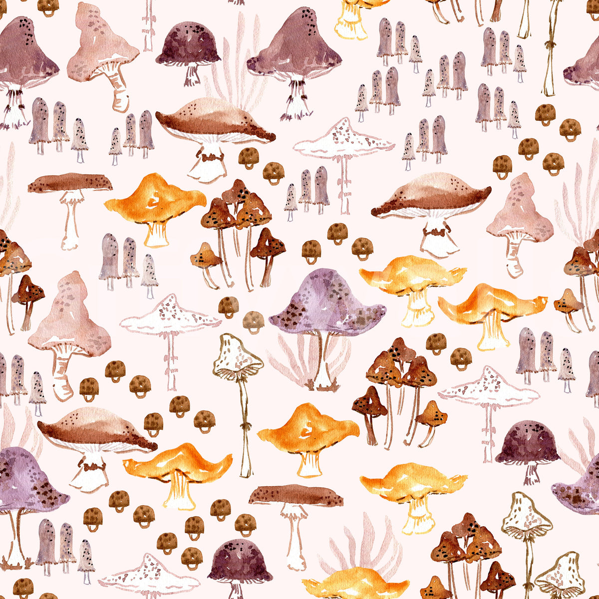 Papier peint à motif de champignons des bois à l’aquarelle⁠