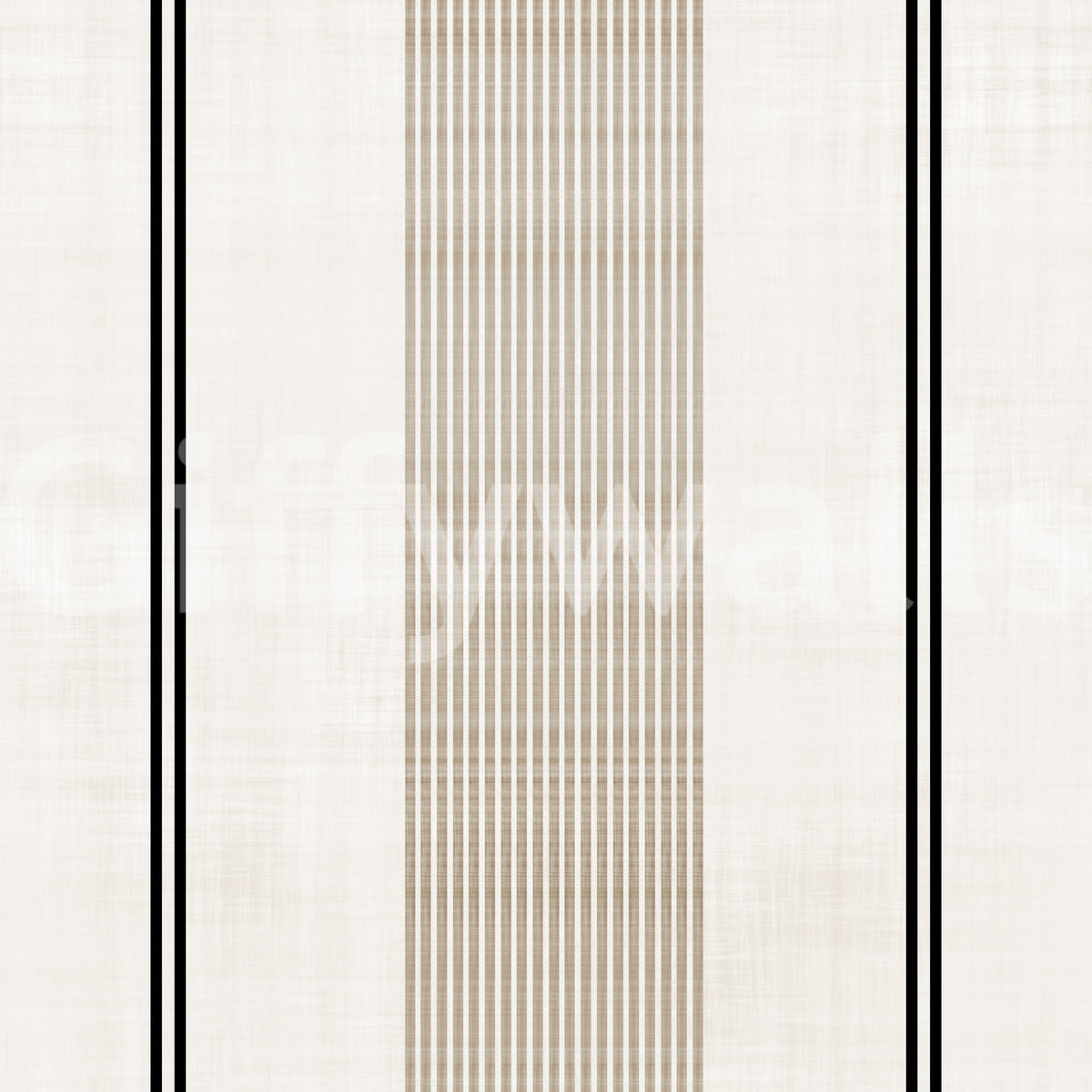 Papel de parede com textura de linho às riscas bege e pretas