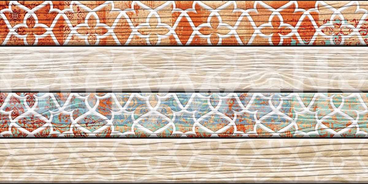 Vintage-türkise und rostrote geometrische Tapeten-Wandbild