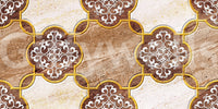 Luxuriöse beige Marmor-Wandtapete mit ornamentalem Gold, Wandbild