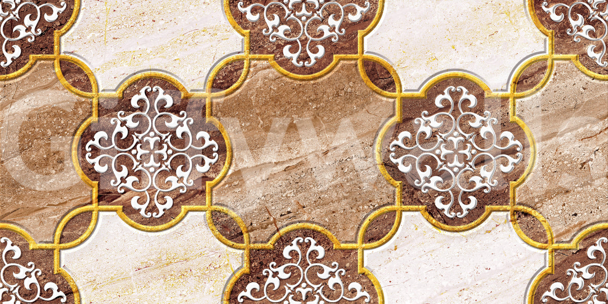 Goldenes Erbe – ornamentale Marmor-Wandtapete als Wandbild