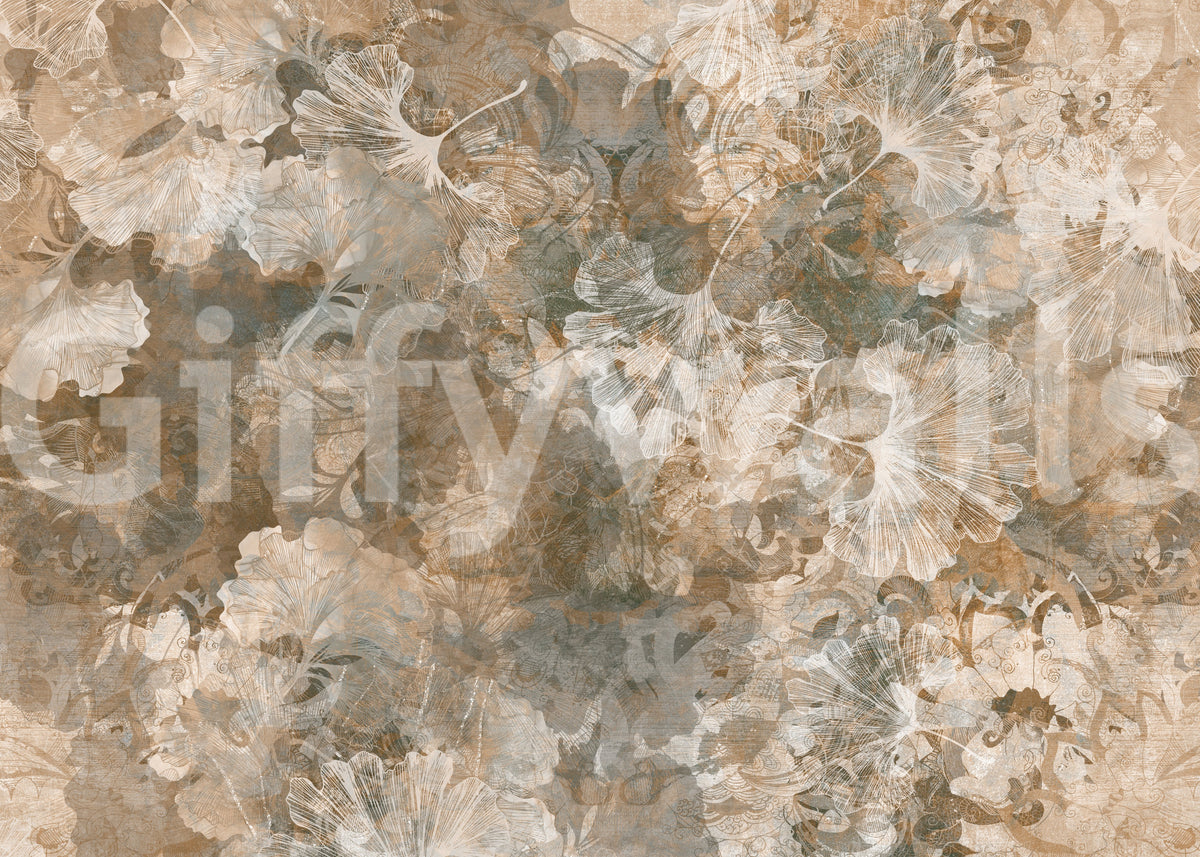 Wandbild „Vintage-Ginkgoblatt in warmem Bernsteinton“