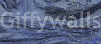 Papier peint panoramique à volutes de marbre bleu azur profond