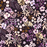 Papel pintado de flores silvestres botánicas oscuras