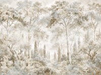 Wandbild „Nebliger Waldweg in der Toskana“