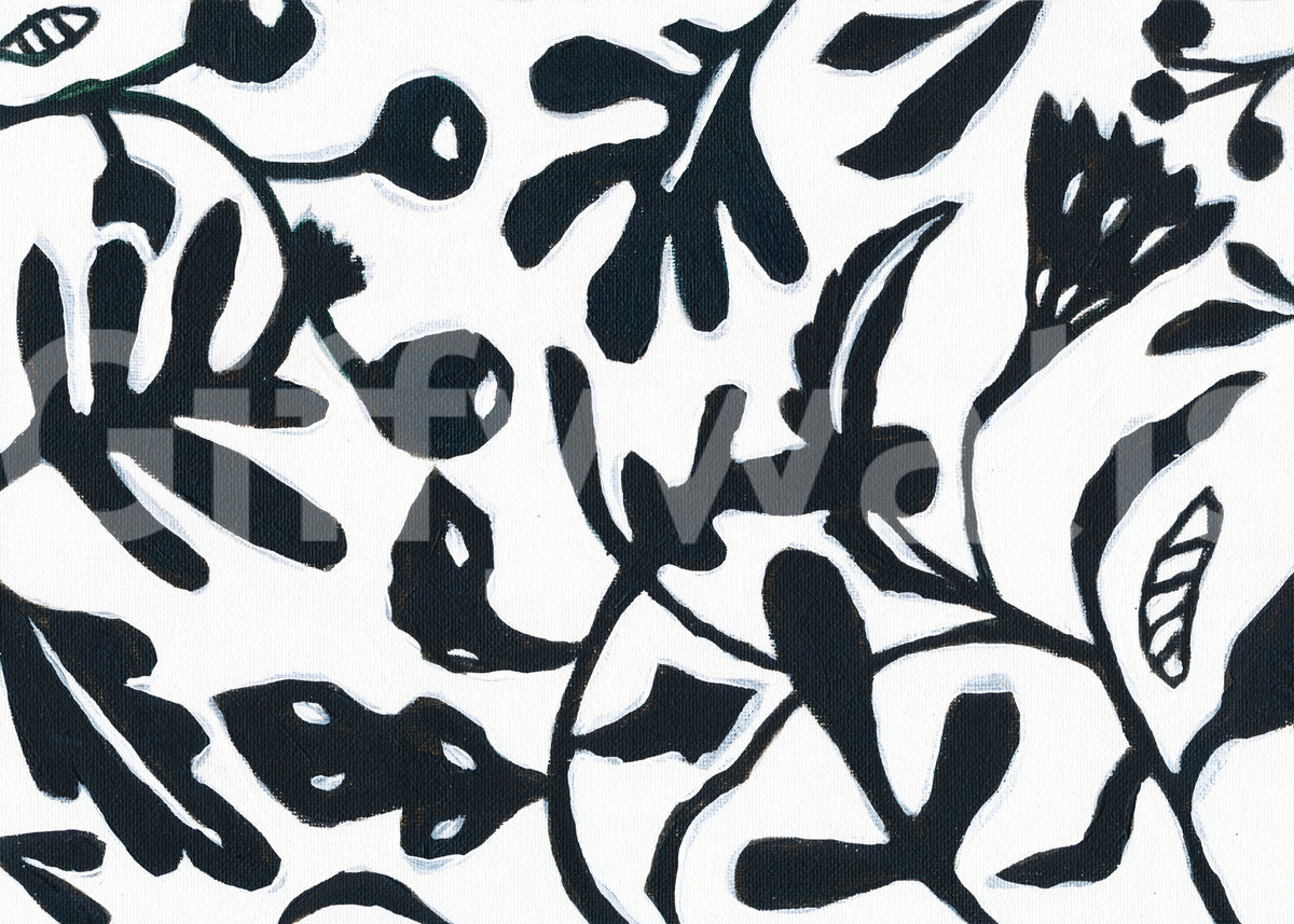 Papier peint panoramique Silhouette botanique Ink Bloom