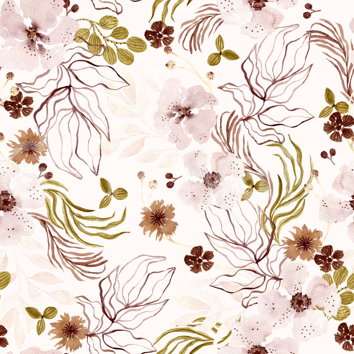 Papier peint à motif aquarelle de jardin rustique rose