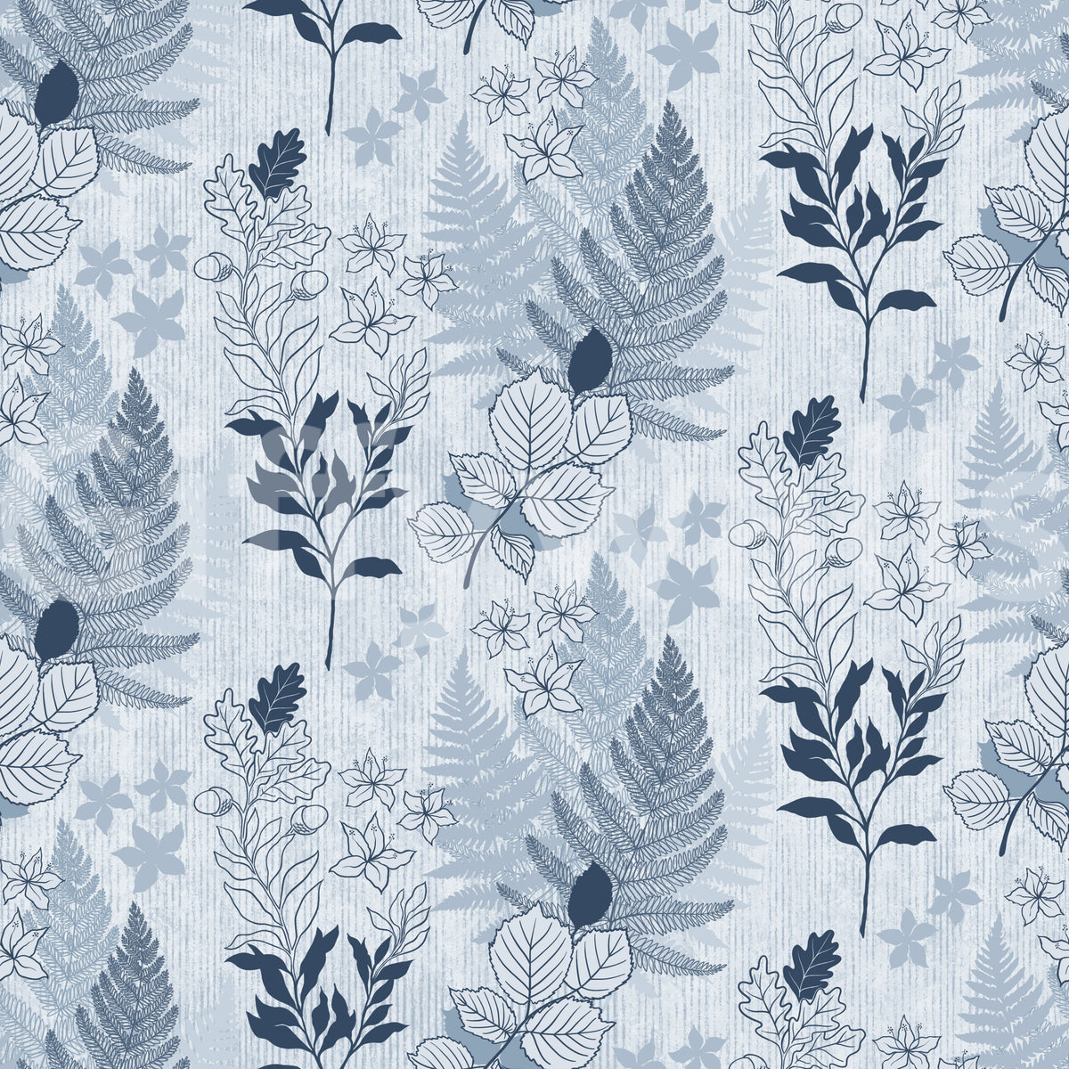 Alpine botanische Silhouetten - blaue Tapete⁠