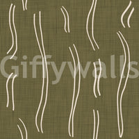 Tapeten mit welligem Streifenmuster in Olivgrün, Mid-Century-Stil