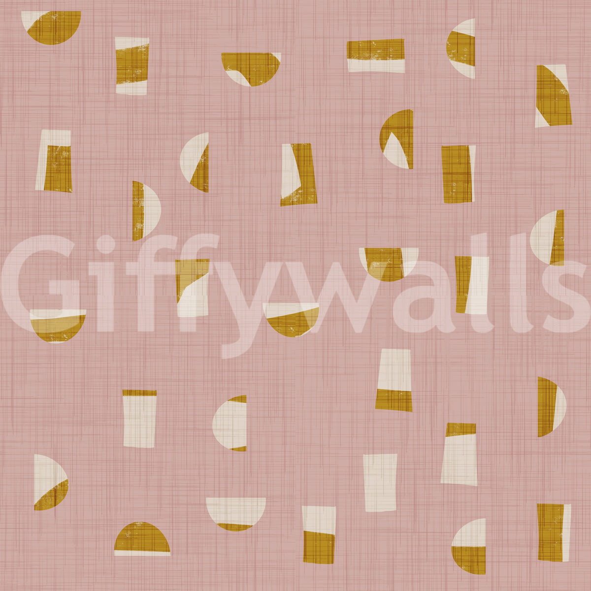 Blush Pink Abstract Shapes Wallpaper Mid Century Wallpaper⁠