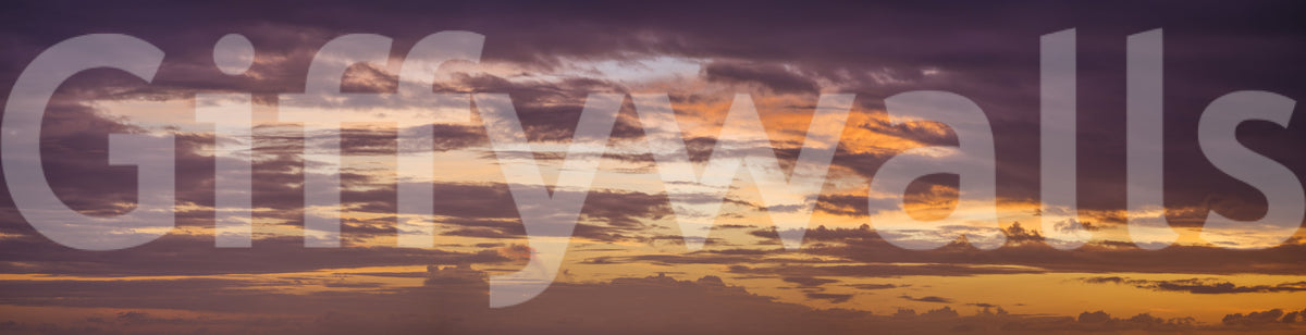 Wandbild mit feurigem Sonnenuntergang am Horizont