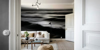 A calming water movement wallpaper mural that defines a space.

