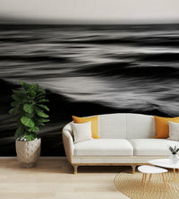A peaceful open ocean mural on decorative wallpaper.


