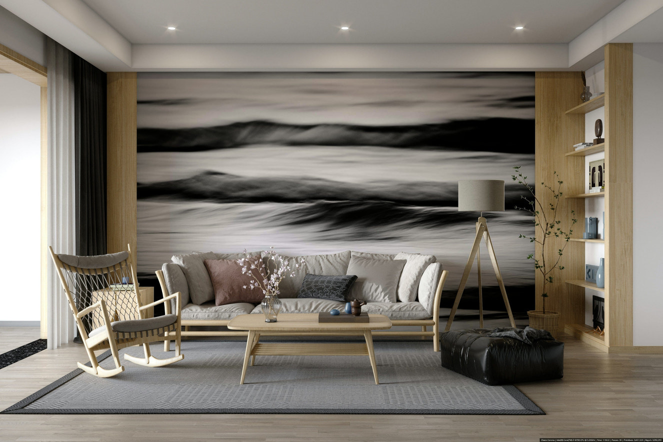 A beautiful abstract wave wallpaper mural for a modern home.

